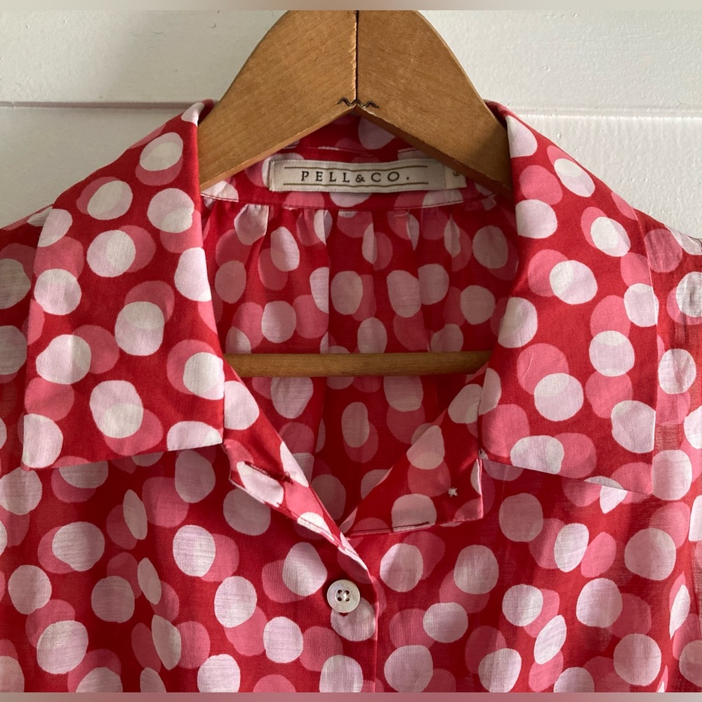 Pell & Co polka dot blouse/top size 6 silk/cotton NWT